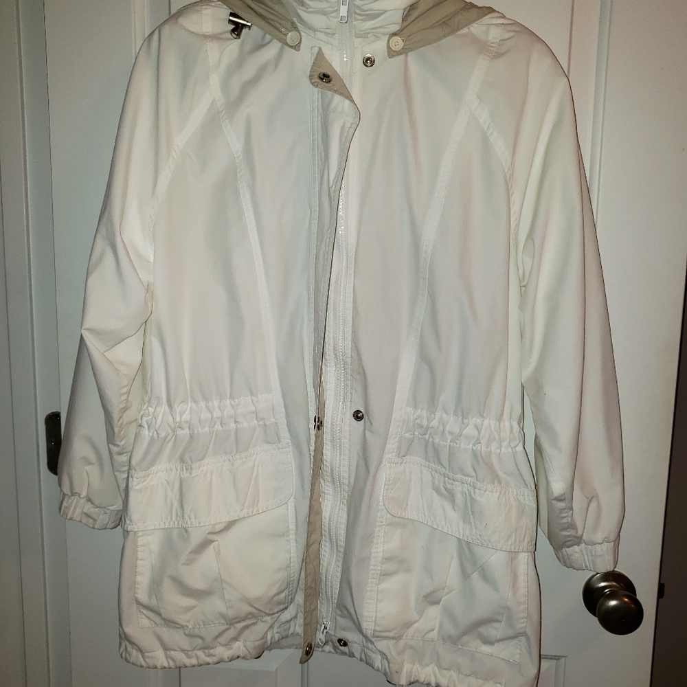 London Fog White Wind Breaker w/ Hood